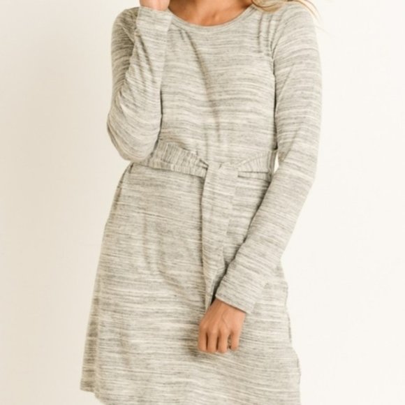 GILLI Heather Gray Tie Waist Long Sleeve Dress NWT - Picture 5 of 8